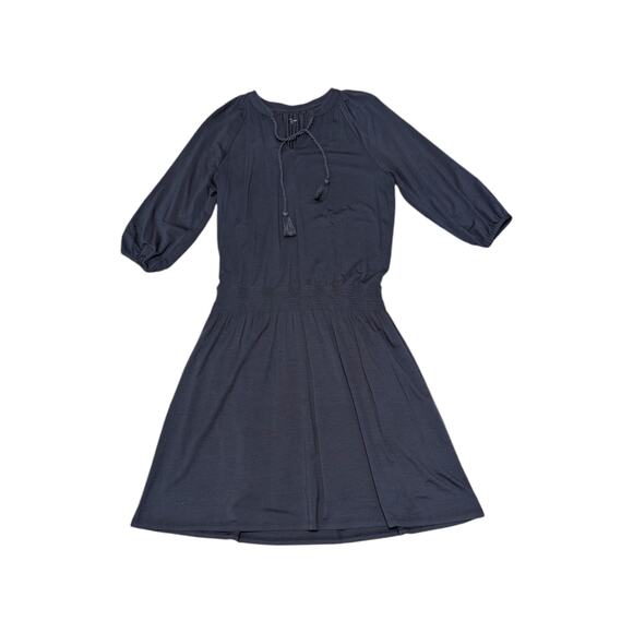 Garnet Hill Poet Knit Dress Tassel Boho Navy Blue Womens Small Cottagecore Plain - Picture 1 of 4